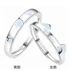 Anillo de Plata de Ley S925 Gato y Perro Luminosos Anillos de Pareja Diseño de Esmalte de Nicho Anillo Ajustable para Dedo Índice Nuevo