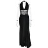 Amazon Más Vendido Transfronterizo Nuevo Elegante Halter Cuello Profundo Cintura Larga Falda Sexy Espalda Descubierta Cinta Vestido