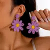 Joyería de Estilo Europeo y Americano, Pendientes de Girasol de Rafia Hechos a Mano, Pendientes Grandes Exagerados de Flor, Joyería de Estilo Festivo al por Mayor