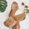 Nuevas Chanclas de Plataforma con Cuña de Tela Floral de Comercio Exterior para Mujer Sandalias Gruesas para Playa al Aire Libre Transfronterizas wish