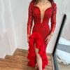 Vestido Feminino Novo Cruzado Primavera e Verão 2026, Decote em V Profundo Lantejoulas Fenda Cauda de Sereia Vestido para Casamento e Banquete