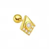 Clavo de acero inoxidable chapado en oro de 18 quilates con circonita para cartílago, joyería de piercing microincrustada, exquisita y compacta