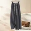 Pantalones de pierna ancha de lana acetato para mujer, nueva colección otoño/invierno, de cintura alta, corte holgado, diseño de pierna recta, nuevo estilo 2026, pantalones casuales para mujer