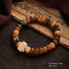 Pulsera de Doble Círculo de Cuentas Bodhi de Dunhuang para Mujer, Pulsera Multicolor de Múltiples Tesoros con Colgante de Borla, Pulsera de Cuentas de Meditación Estilo Chino Tradicional