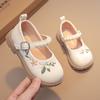 Sapatos de Couro para Meninas 2026 Outono Novo Estilo Sapatos Individuais Bordados com Solas Macias para Crianças Pequenas, Sapatos de Princesa Estilo Chinês