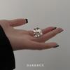 Anillo texturizado de superficie ancha para mujer, forma geométrica irregular, anillo abierto para el día a día, anillo para el dedo índice estilo Hip-Hop, moderno