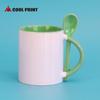 Taza con asa de color interior cuchara taza DIY taza blanca recubierta taza de color interior taza cuchara de color interior transferencia de calor