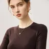 Camiseta de manga corta para mujer, cuello redondo, ajuste ceñido, de hilo Yangzi 100% lana de hilado fino, top de punto suave y cómodo