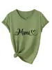 Amazon Wish tienda independiente casual simple elegante mujer mimi cuatro corazones cuello en V manga corta camiseta camisa base