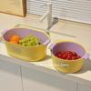 Cesta de Frutas Novo Estilo para Sala de Estar de Casa Mesa de Centro, Cesta de Legumes de Cozinha de Alto Valor, Bacia de Lavagem de Legumes de Camada Dupla, Cesta Escorredora