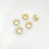 Cor Forte e Duradoura Banhado a Ouro Microincrustado Zircônia Coroa Espaçadores de Contas Anéis de Contas com Furo Grande Pulseira de Contas Artesanal DIY Acessórios de Joias