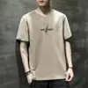 Camiseta de Verano Holgada de Moda para Hombre de Manga Corta Cuello Redondo Prenda Superior Adolescente Marca de Tendencia Moda Ins Camiseta de Media Manga para Niños