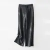 Calça de Arroz Glutinoso com Forro de Lã Outono e Inverno Quente Cintura Alta Solta Reta Perna Larga Caimento Solto Emagrecimento Cordão Casual Calça Longa