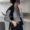 Mjunlqiou Camiseta Base Suave y Cera Cuello Redondo Tejido de Punto Suéter para Mujer de Manga Larga Tejido de Punto Holgado Mismo Estilo Youjia