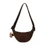 Bolso de hombro casual estilo coreano ins, bolso tipo empanada, bolso de media luna, bolso cruzado de ante plisado versátil para debajo del brazo, a la moda