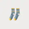 Calcetines nuevos para mujer de otoño e invierno hasta la pantorrilla, que absorben la humedad, transpirables, de colores combinados, calcetines de recuperación, deportivos, antideslizantes, a rayas, de color de contraste