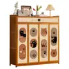 Gabinete de Zapatos Sencillo para Entrada de Casa Almacenamiento Zapatero de Pie Apoyado en la Pared Entrada Gran Capacidad con Puerta Zapatero Dibujos Animados Retro