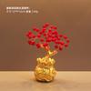 Vaca lechera de cristal amarillo adornos de fruta roja árbol de la fortuna pequeño fortuna árbol de la fortuna creativo mueble de vino accesorios de decoración del hogar sala de estar mueble de TV