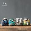 Yingjiang - Taza maestra de algodón y lino engrosado, bolsa de almacenamiento para una sola taza, juego de tazas portátiles de viaje, juego de té, taza de degustación de té, bolsa de tela pequeña