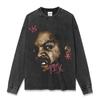Sudadera con capucha de manga corta pesada con estampado retro hip-hop americano de Ice Cube para cruzar fronteras, cuello redondo