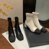 Control Perfecto del Color a Juego Estilo Pequeña Fragancia Cremallera Trasera Tacón Grueso Botas Elásticas 2025 Otoño Elegantes Delgadas Moda Botines Cortos para Mujer