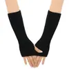 Luvas de Tricô Listradas Longas de 30cm para Outono e Inverno Feminino, Quentes e à Prova de Frio, Mangas sem Dedos Modernas e Personalizadas