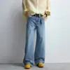 Roupas Masculinas Lktm Jeans Azul Céu Lavado Clássico Americano Calças Masculinas de Alta Qualidade Corte Reto Solto H