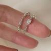 Anillo de Diamante Cuadrado con Cadena Estilo Coreano para Mujer Diseño Nicho Combinado Sensación de Alta Gama Anillo Elegante Personalizado Simple Anillo de Dedo Moda
