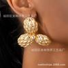 Aretes de Moda Transfronterizos Europeos y Americanos Flor Metálica de Tres Pétalos Retro Elegante Personalidad Moda Elegante Aretes Joyería para la Oreja