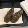 Sapatos Peludos Redondos Doces para Mulheres, Novos Loafers Quentinhos Mary Jane Outono e Inverno 2026, Sapatos de Algodão para Maternidade