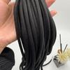 32 Carretes de Cordón Negro Redondo de 5 mm de Nailon Poliéster para Cintura con Cabeza de Hierro Metálico para Cincha de Ropa y Cuerda de Sombrero
