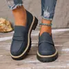 2026 Nuevos Mocasines de Talla Grande para Primavera y Otoño Talla Grande Casual Gamuza Estilo Británico Zapatos de Mujer Tacón Grueso Suela Gruesa Comercio Exterior Retro