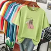 Comércio Exterior Transfronteiriço Marca de Primeira Linha Exclusivo Comércio Exterior Camiseta de Verão Manga Curta Feminina Solta Estilo Coreano Versátil Tamanho Plus Top