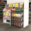 Prateleira multicamadas para lanches e bebidas de conveniência, prateleira pequena de supermercado com gancho, display de ponta para alimentos e brinquedos