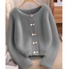 Suéter Francês Suave e Delicado para Mulheres 2024 Inverno Novo Estilo Quente Tricotado Cardigan Top Moderno