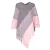 Suéter Nuevo Transfronterizo Costura Borla Holgado Talla Grande Bolsa Versátil Rayas Suéter de Punto para Mujer