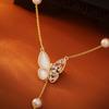 Popular Collar de Perlas de Mariposa de Nácar Natural, Cadena de Cuello de Moda de Lujo Ligero de Gama Alta, Cadena para Clavícula Fresca y Dulce tipo Hada