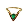 Anillo Oumika de acero inoxidable ajustable con forma de V de diamante y circón 5A, sin decoloración, moda, lujo, anillo para el dedo