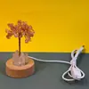 Base de luz blanca de cristal personalizada con piedras, árbol de la fortuna luz de noche enchufable USB, adorno de decoración para el hogar de árbol del dinero