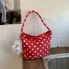 Bolsa de Ombro com Bolinhas Modelo Novo Inverno 2025 Estilo Coreano Feminino Bolsa de Mão Moda Casual Nicho Bolsa de Ombro para Mulheres