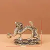 Ornamento de Latão Estilo Antigo com Design de Dragão Chinês, Régua de Escrever com Padrão de Dragão de Latão Modelo Novo, Item Colecionável para Sala de Estudo