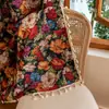 Cortinas Retro Estilo Americano con Rosas, Más Vendidos Transfronterizos, Estilo Pintura al Óleo Jacquard, Semioscuras, Cortinas sin Taladro para Ventanas de Mirador de Dormitorio