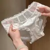 Braguita de encaje triangular transpirable francesa, nueva, de malla hipoalergénica para mujer, cintura media-alta, que moldea la cadera, con fuelle de algodón puro, finas