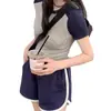 Versión coreana de traje deportivo casual de dos piezas para mujer, de manga corta, holgado, para correr en verano, venta al por mayor, comercio exterior