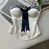 Top strapless estilo navy de chica guapa, puramente deseable, nuevo diseño de verano con corbata de lazo
