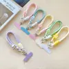 Cordón para Teléfono Flores Frescas Cuerda Corta Tejida Correa de Muñeca Cuerda de Mano Clip de Agarre Funda de Teléfono Llavero Universal para Mujeres