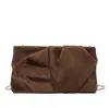 Bolso de Mujer Bolso de Mano de Gamuza Moda Retro Europea y Americana Plegado Lazo Bolso Plegado Estilo Occidental Cadena Bolso Cruzado