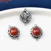 Anillo Doble de Plata de Ley Pájaro Murciélago Jade Hetian Zafiro Ágata Nube Trasera Accesorios Retro Viejo DIY Materiales Hechos a Mano
