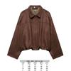 Chaqueta Bomber de Moda Europea y Americana Primavera 2025 con Mangas Murciélago, Cierre de Cremallera, Corte Holgado, Textura de Gamuza, Top Casual para Mujer