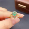 Anillo de Esmeralda Natural Transfronterizo Accesorios para Mujer Nicho Gama Alta Joyería de Plata 925 6*6 Joyería de Lujo Venta Directa de Fábrica